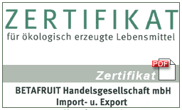 Zertifikat für ökologisch erzeugte Lebensmittel